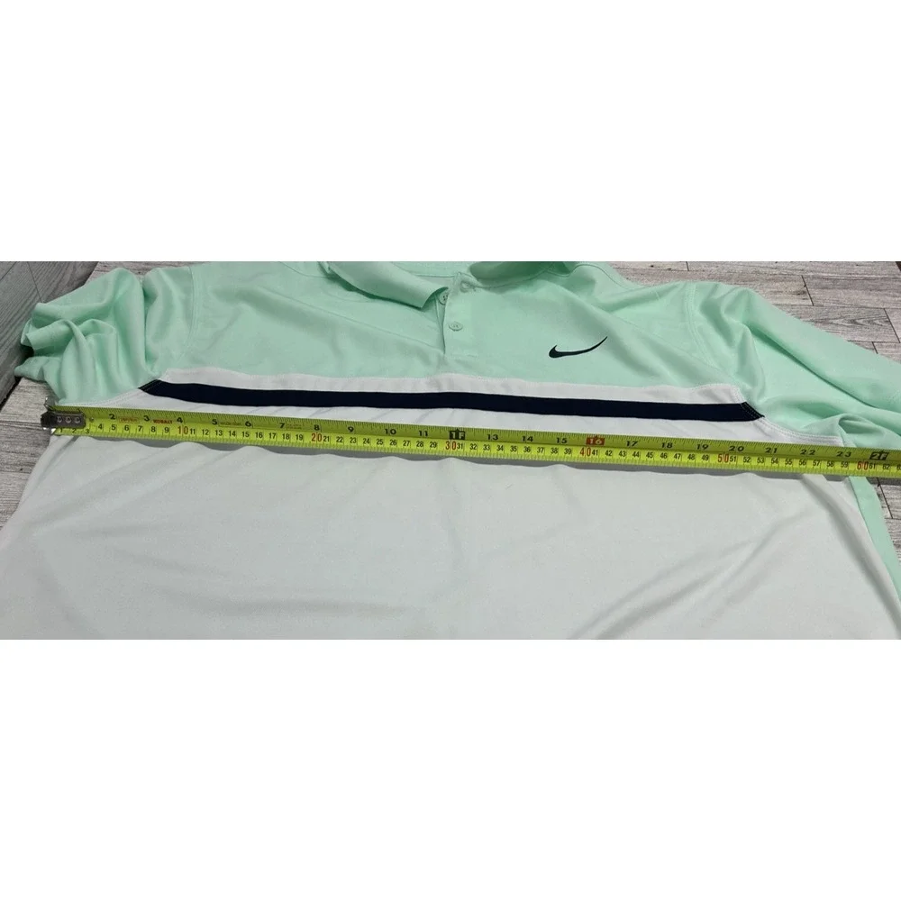 Mens Nike Dri-Fit‎ Athletic Golf Polo Men's Light Mint Green Black And White XL